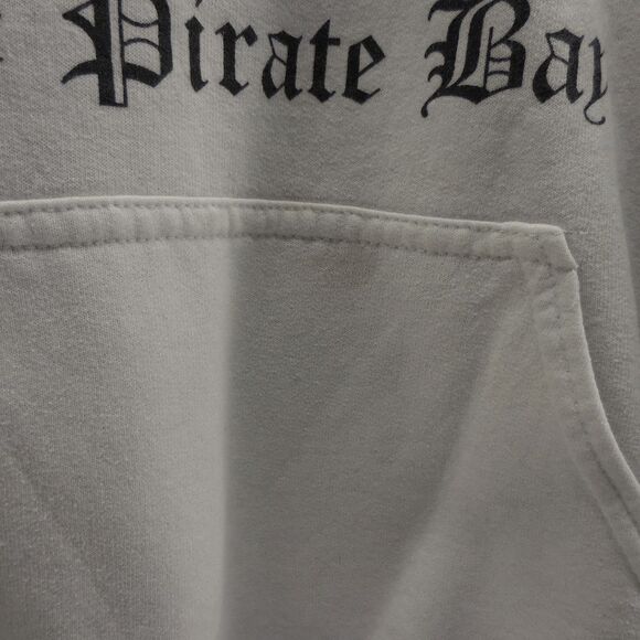 The Pirate Bay Logo Pullover Hoodie Size Small White has Stains - Picture 5 of 6